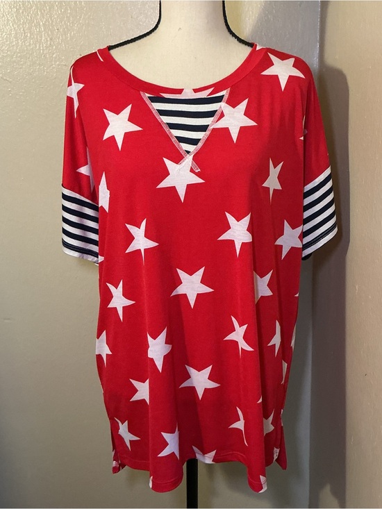 Sew in Love Tops - Sew  In Love Patriotic Stars & Stripes Top Large Made in USA America 250